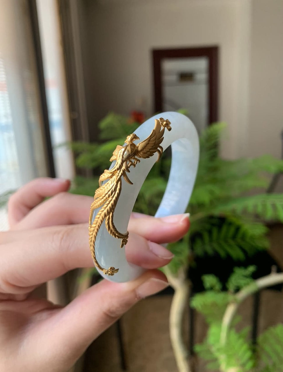 Custom 18K Yellow Gold Jadeite Jade Bangle Gold Accent (Gold Setting Only)