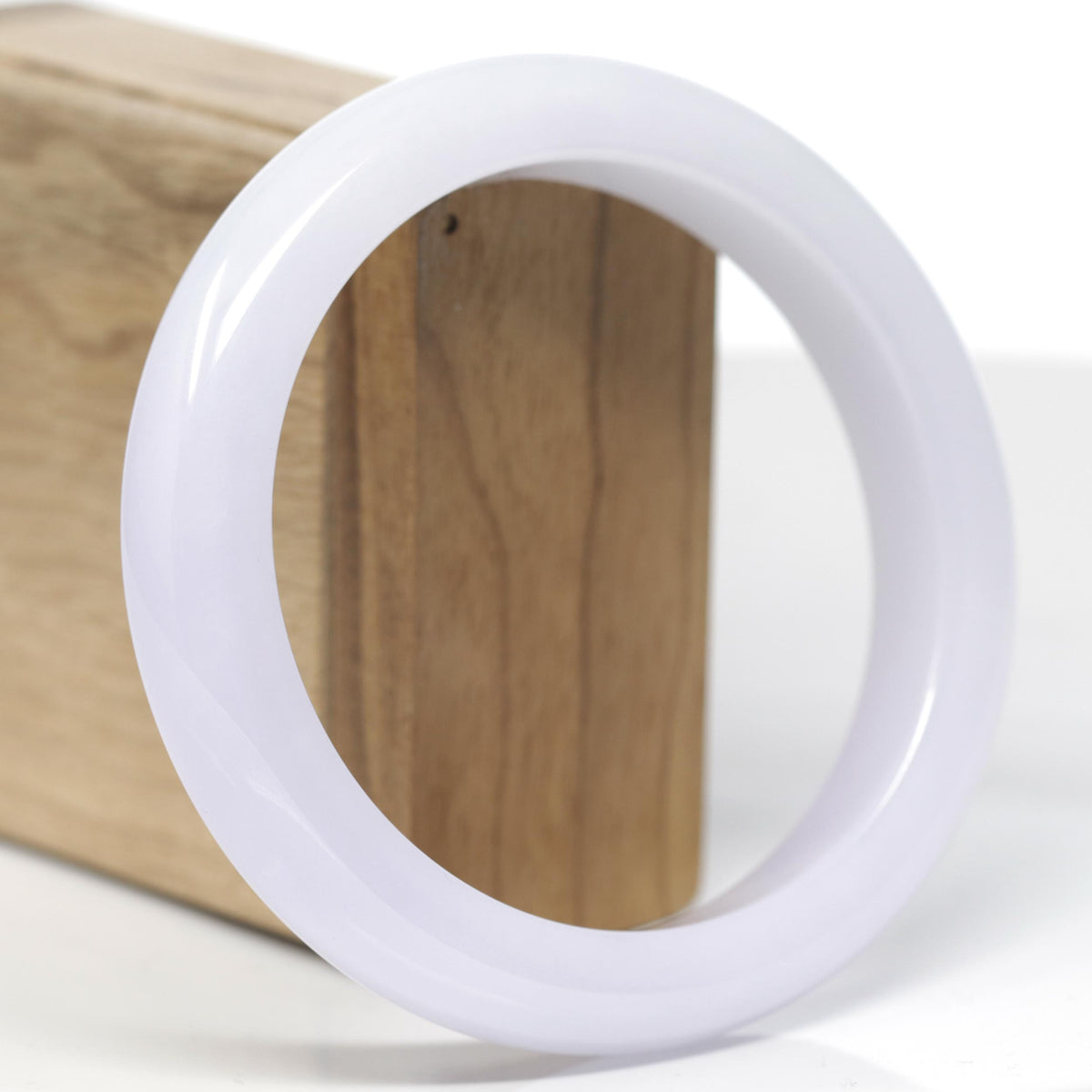 High-End Natural Light Icy Pink-Lavender Jadeite Jade "Square Cut" Bangle Bracelet (62.8mm) 