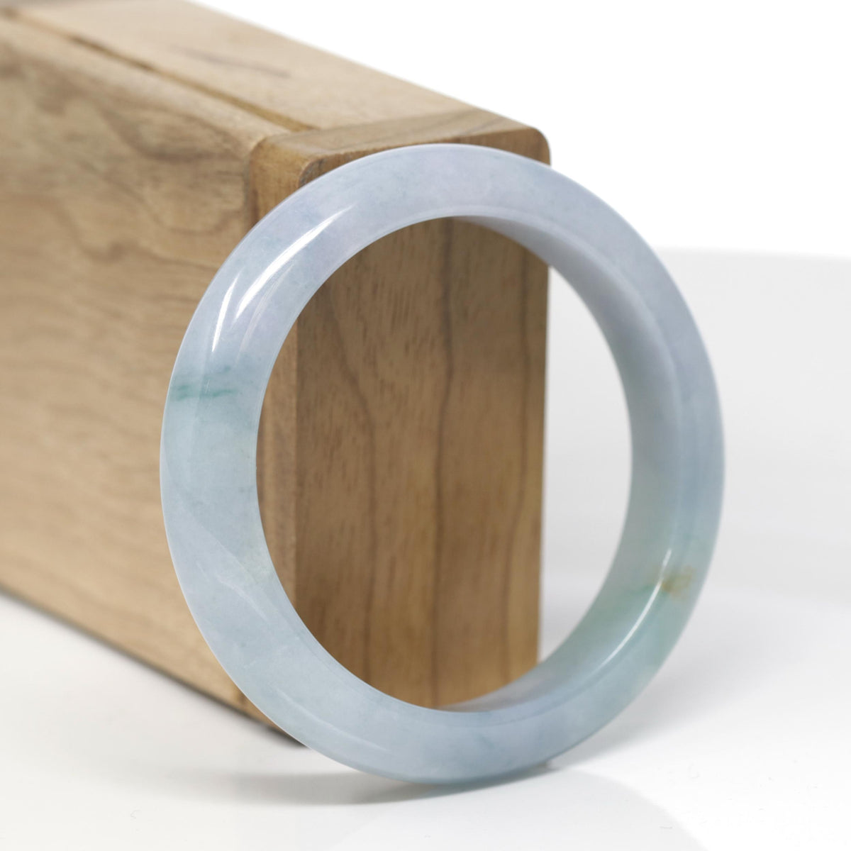 Baikalla Natural Light Blue-Green &amp; Lavender Jadeite Jade "Half Round" Bangle Bracelet (53.8mm) 