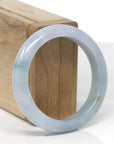 Baikalla Natural Light Blue-Green & Lavender Jadeite Jade "Half Round" Bangle Bracelet (53.8mm) 