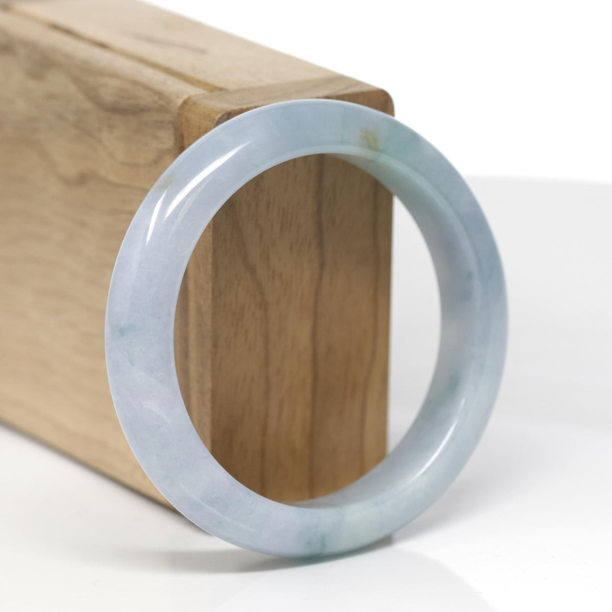 Baikalla Natural Light Blue-Green &amp; Lavender Jadeite Jade "Half Round" Bangle Bracelet (53.8mm) 
