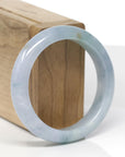 Baikalla Natural Light Blue-Green & Lavender Jadeite Jade "Half Round" Bangle Bracelet (53.8mm) 
