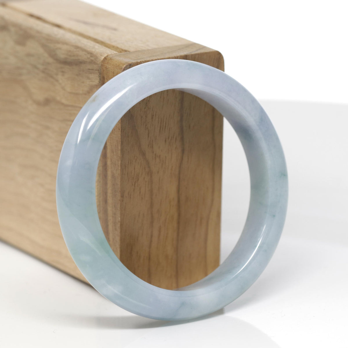 Baikalla Natural Light Blue-Green &amp; Lavender Jadeite Jade "Half Round" Bangle Bracelet (53.8mm) 