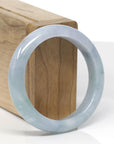 Baikalla Natural Light Blue-Green & Lavender Jadeite Jade "Half Round" Bangle Bracelet (53.8mm) 