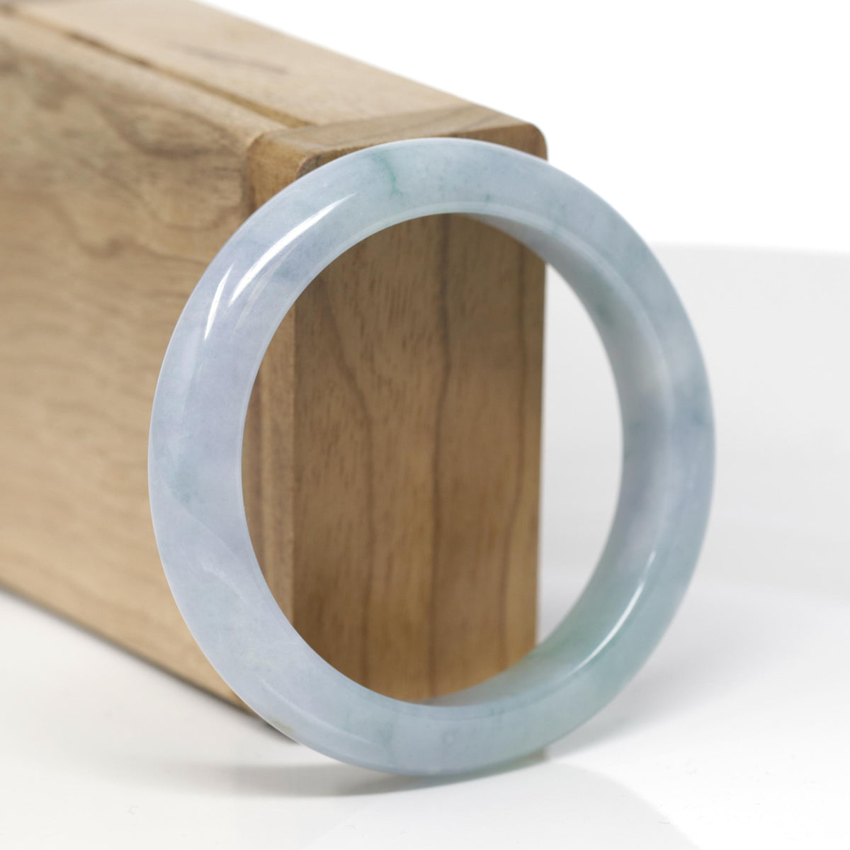 Baikalla Natural Light Blue-Green &amp; Lavender Jadeite Jade "Half Round" Bangle Bracelet (53.8mm) 