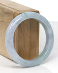 Baikalla Natural Light Blue-Green & Lavender Jadeite Jade "Half Round" Bangle Bracelet (53.8mm) 