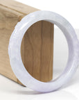 Baikalla Trailing Flower Vine Carving Natural Light Lavender & Green Jadeite Jade "Half Round" Bangle Bracelet (58.1mm) 