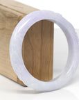 Baikalla Trailing Flower Vine Carving Natural Light Lavender & Green Jadeite Jade "Half Round" Bangle Bracelet (58.1mm) 