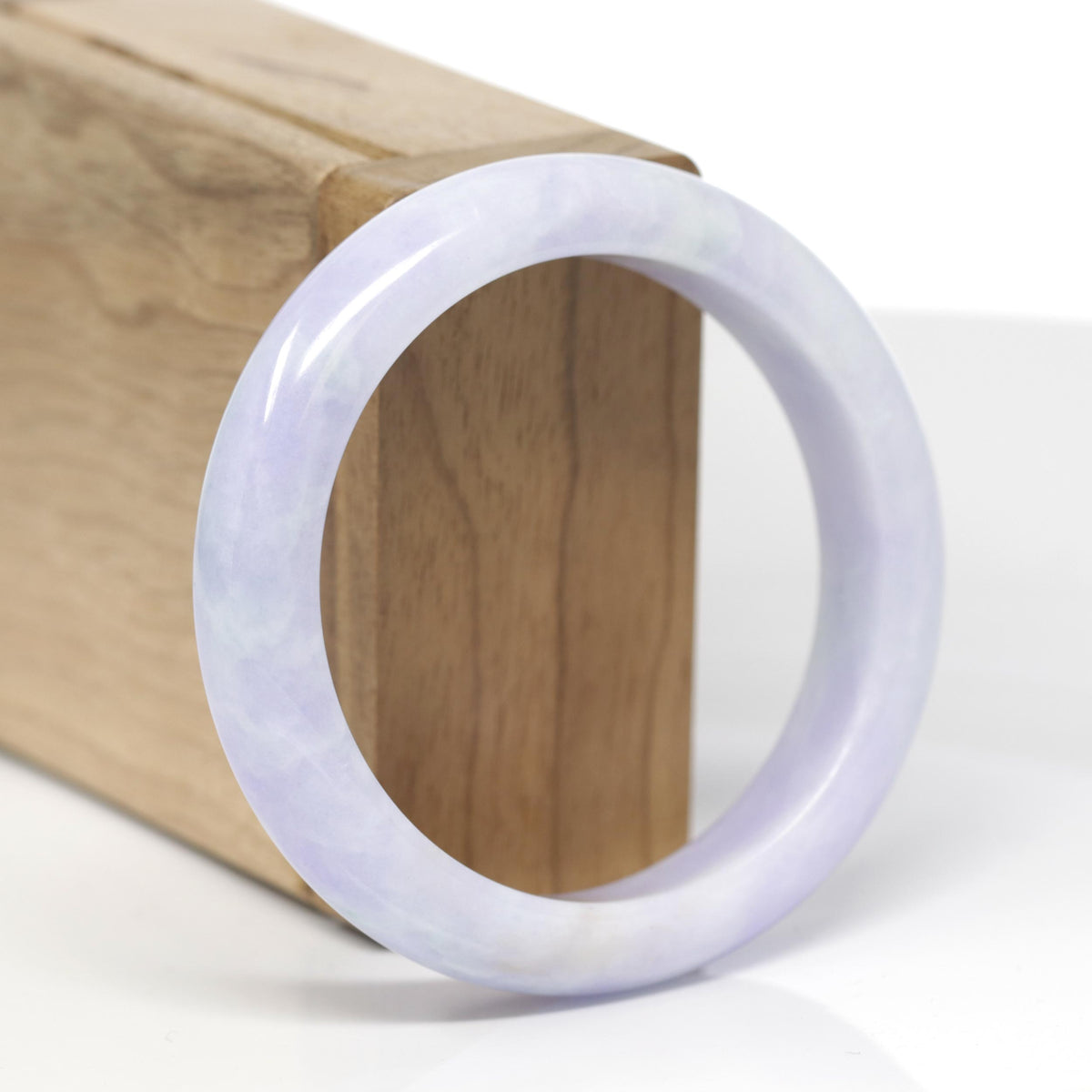 Baikalla Natural Lavender Jadeite Jade "Half Round" Bangle Bracelet (55mm) 