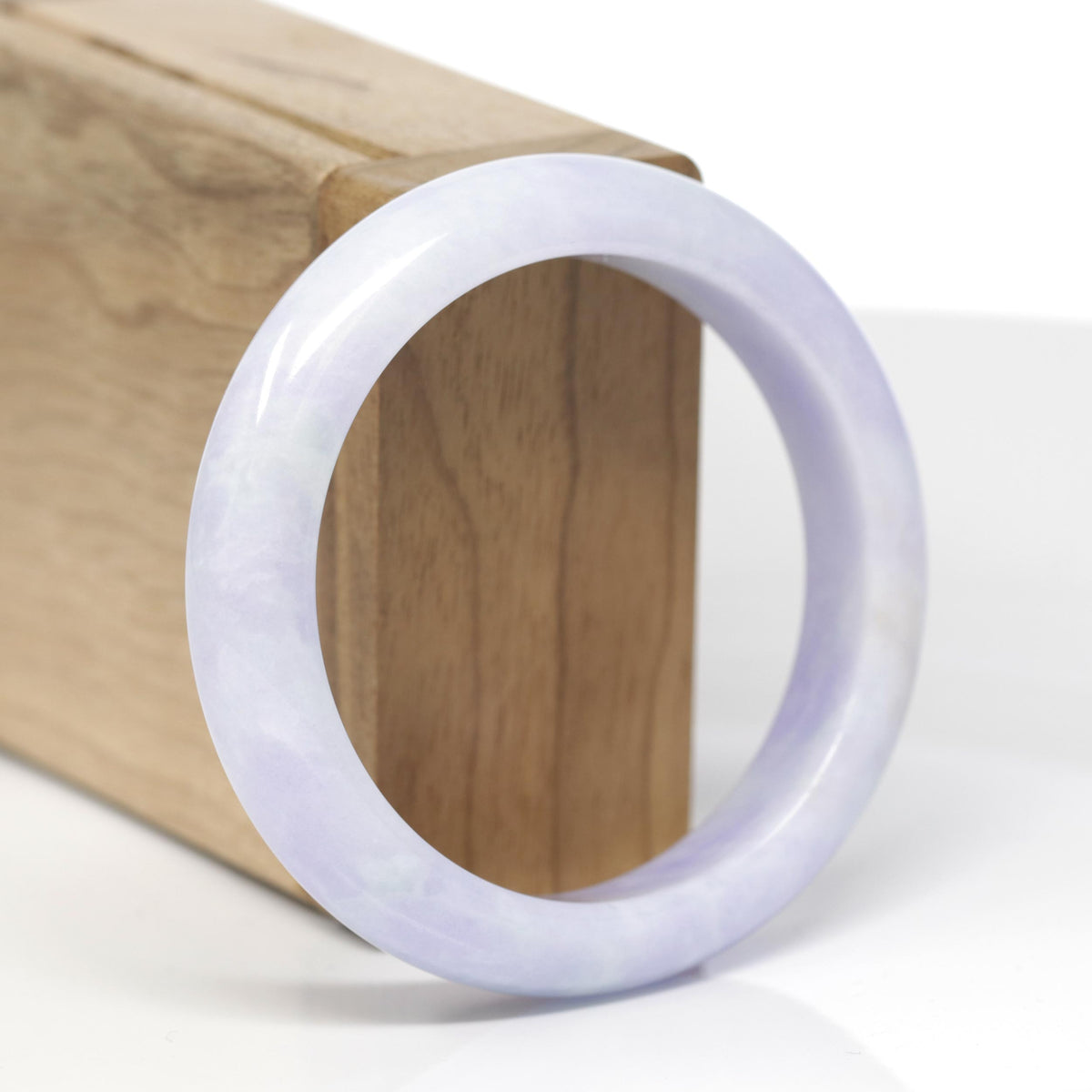 Baikalla Natural Lavender Jadeite Jade "Half Round" Bangle Bracelet (55mm) 