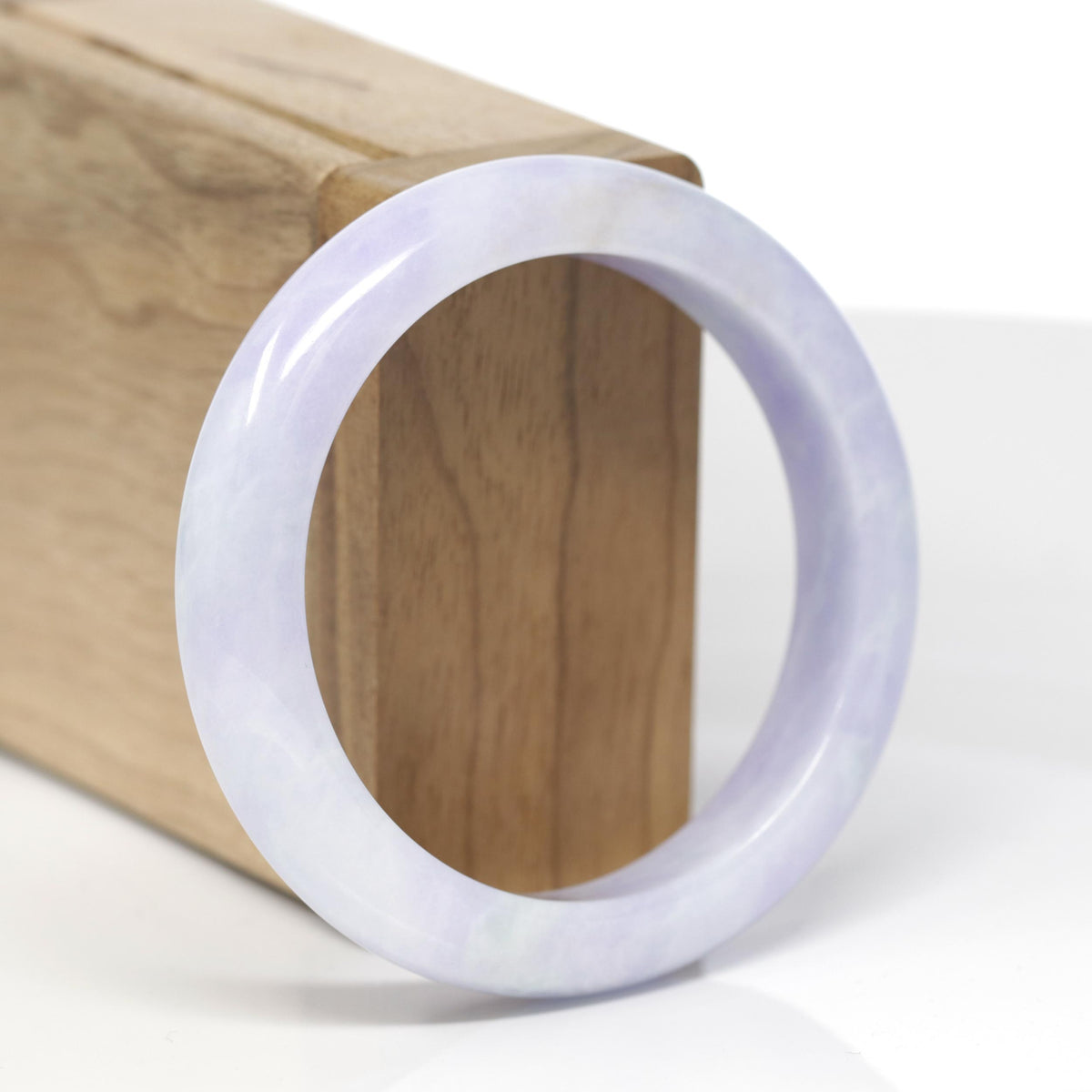 Baikalla Natural Lavender Jadeite Jade "Half Round" Bangle Bracelet (55mm) 