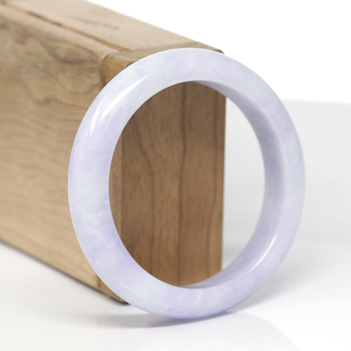 Baikalla Natural Lavender Jadeite Jade "Half Round" Bangle Bracelet (55mm) 
