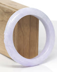 Baikalla Dragon Carving Natural Lavender & Faint Green Jadeite Jade "Half Round" Bangle Bracelet (56.8mm) 