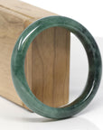 Baikalla Natural Deep Green Jadeite Jade "Half Round" Bangle Bracelet (57.7mm) 