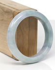 Baikalla Natural Light Blue-Green & Lavender Jadeite Jade "Half Round" Bangle Bracelet (54.6mm) 