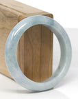 Baikalla Natural Light Blue-Green & Lavender Jadeite Jade "Half Round" Bangle Bracelet (54.6mm) 