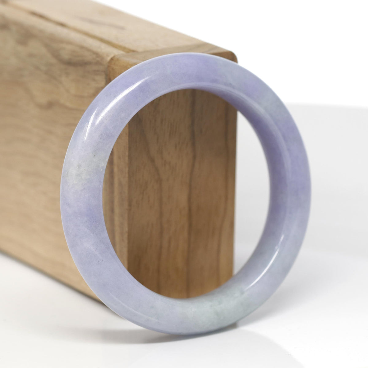 Baikalla Natural Lavender &amp; Light Green Jadeite Jade "Half Round" Bangle Bracelet (53.1mm) 