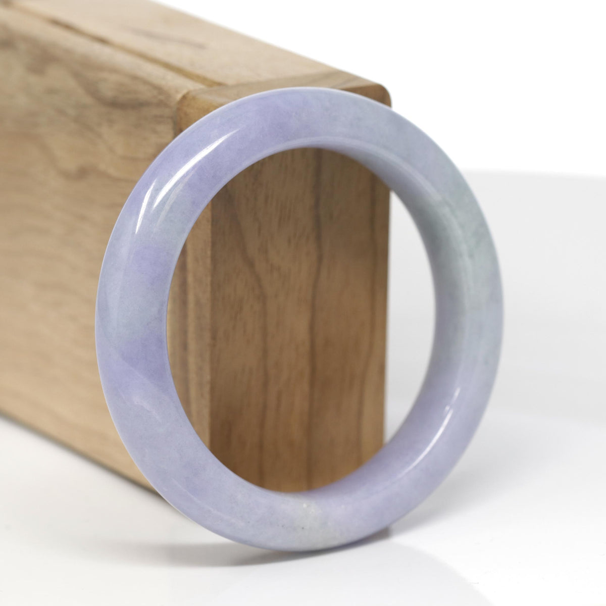 Baikalla Natural Lavender &amp; Light Green Jadeite Jade "Half Round" Bangle Bracelet (53.1mm) 