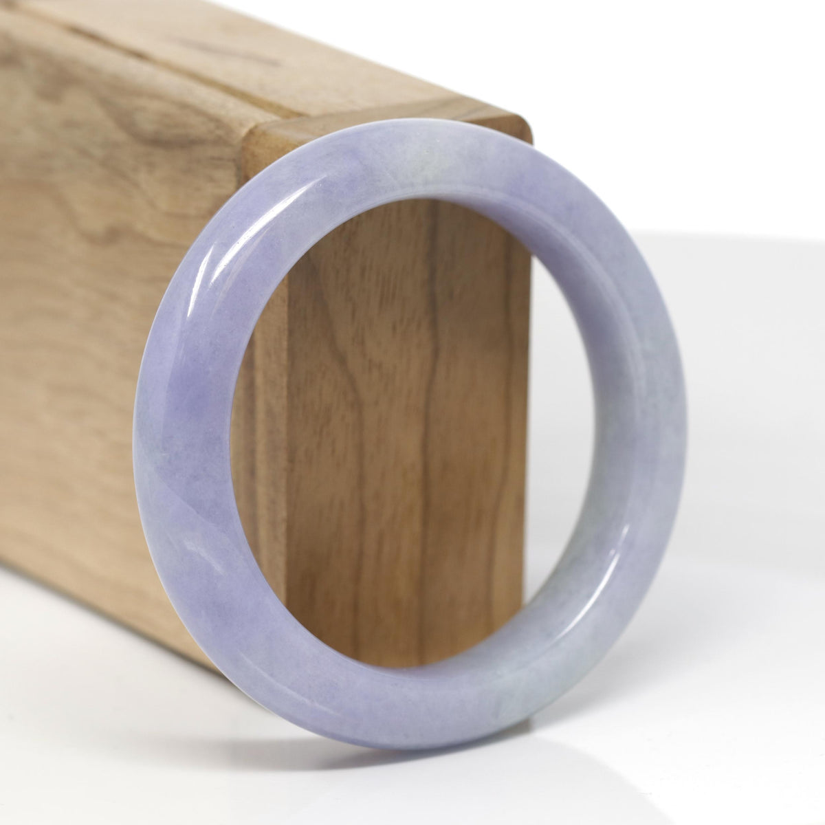 Baikalla Natural Lavender &amp; Light Green Jadeite Jade "Half Round" Bangle Bracelet (53.1mm) 