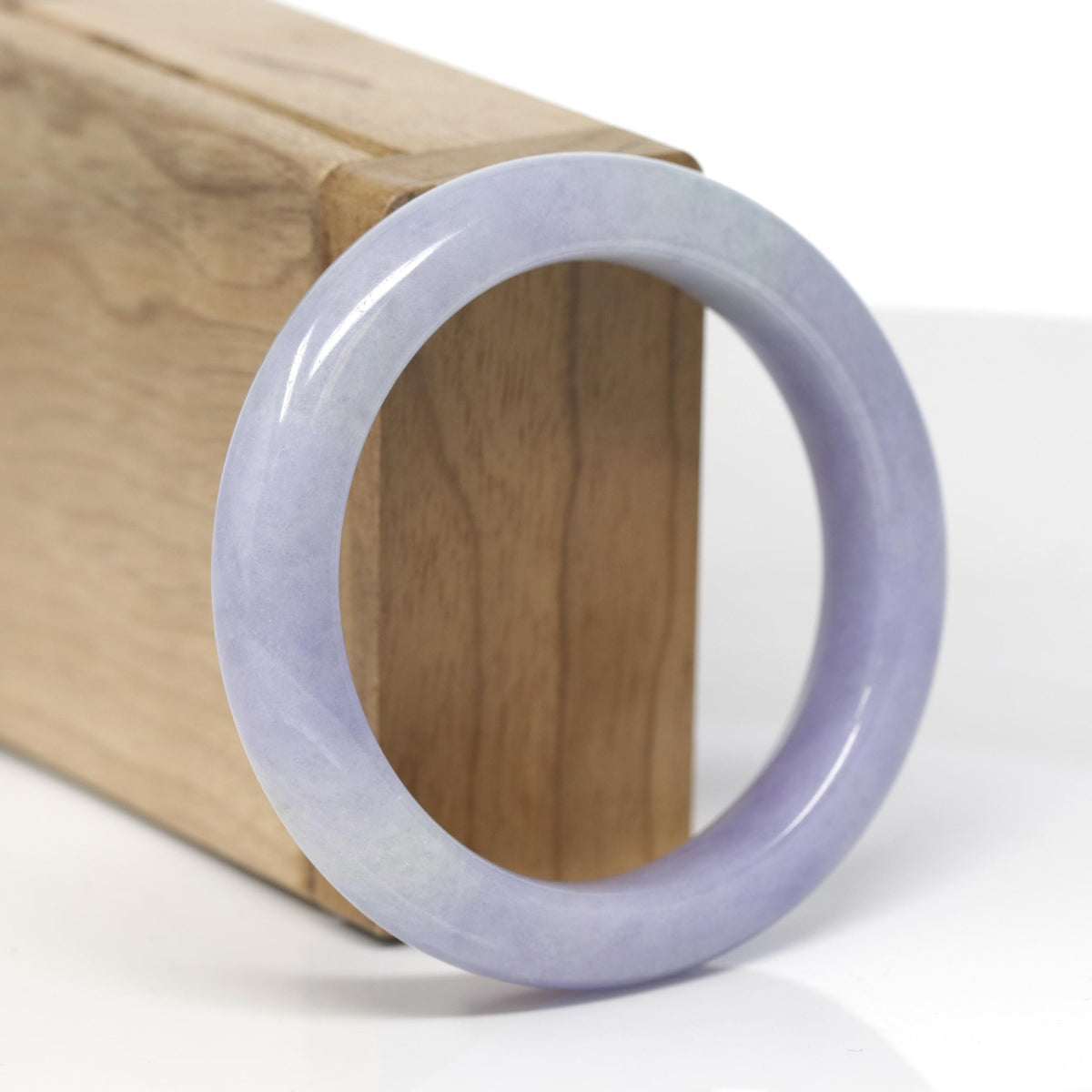 Baikalla Natural Lavender &amp; Light Green Jadeite Jade "Half Round" Bangle Bracelet (53.1mm) 