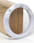 Baikalla Trailing Vine Leaf Carving Natural Light Lavender & Green Jadeite Jade "Half Round" Bangle Bracelet (59mm) 