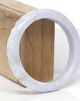 Baikalla Trailing Vine Leaf Carving Natural Light Lavender & Green Jadeite Jade "Half Round" Bangle Bracelet (59mm) 