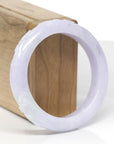 Baikalla Cherry Blossom Carving Natural Light Lavender & Green Jadeite Jade "Half Round" Bangle Bracelet (54.4mm) 