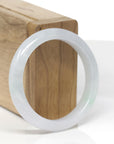 Baikalla Natural Icy Light Green W/ Vibrant Green Patches Jadeite Jade "Half Round" Bangle Bracelet (52mm) 