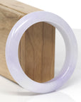 High-End Natural Icy Lavender Jadeite Jade "Half Round" Bangle Bracelet (56.4mm) 