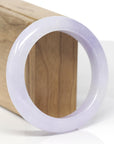 High-End Natural Icy Lavender Jadeite Jade "Half Round" Bangle Bracelet (56.4mm) 