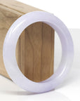 High-End Natural Icy Lavender Jadeite Jade "Half Round" Bangle Bracelet (56.4mm) 