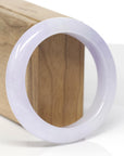 High-End Natural Icy Lavender Jadeite Jade "Half Round" Bangle Bracelet (56.4mm) 