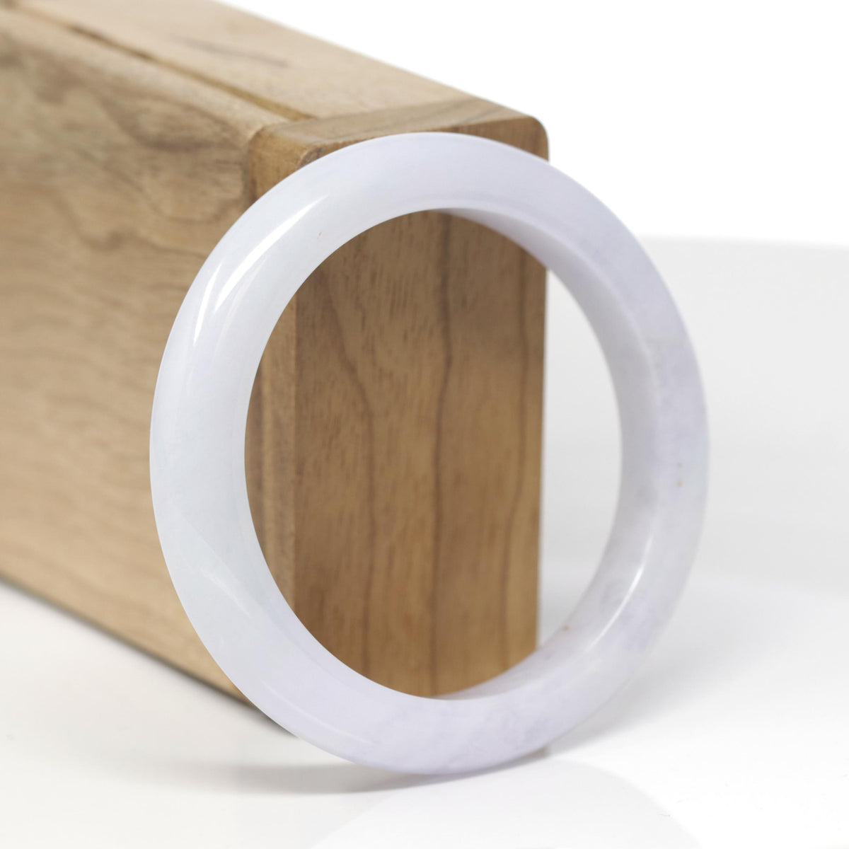 Baikalla Natural Light Lavender Jadeite Jade "Half Round" Bangle Bracelet (53.5mm) 