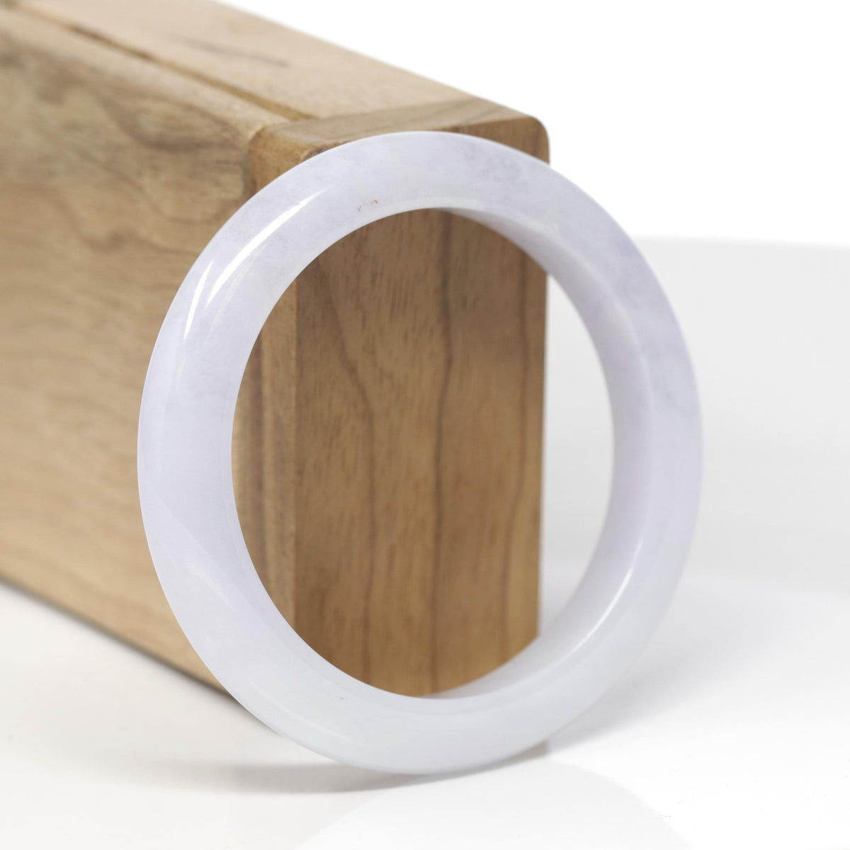 Baikalla Natural Light Lavender Jadeite Jade "Half Round" Bangle Bracelet (53.5mm) 