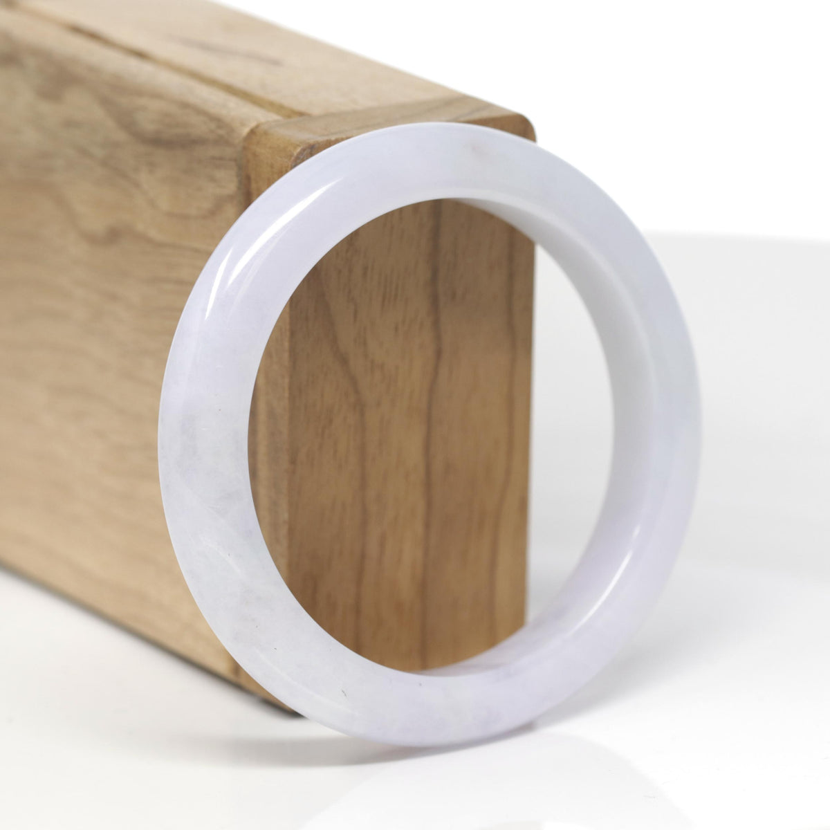 Baikalla Natural Light Lavender Jadeite Jade "Half Round" Bangle Bracelet (53.5mm) 
