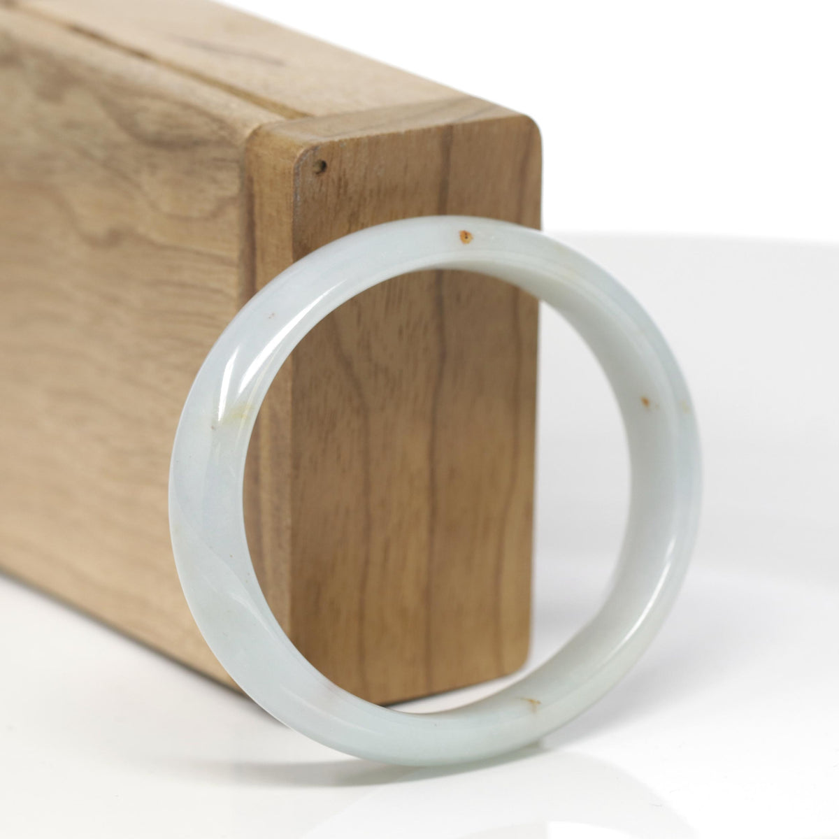 Baikalla Natural Light Green &amp; Sajin (Golden Dust) Jadeite Jade "Oval Half Round" Bangle (55.4mm) 