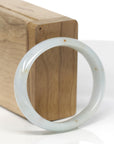 Baikalla Natural Light Green & Sajin (Golden Dust) Jadeite Jade "Oval Half Round" Bangle (55.4mm) 