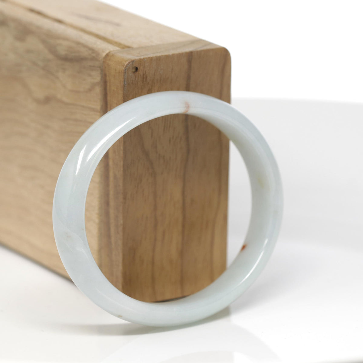Baikalla Natural Light Green &amp; Sajin (Golden Dust) Jadeite Jade "Oval Half Round" Bangle (55.4mm) 