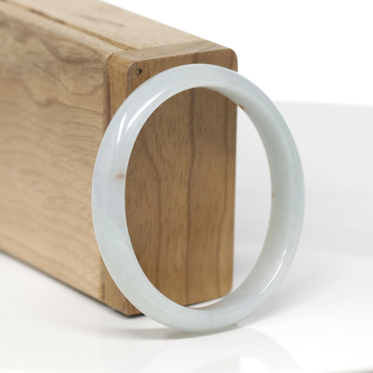 Baikalla Natural Light Green &amp; Sajin (Golden Dust) Jadeite Jade "Oval Half Round" Bangle (55.4mm) 