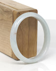 Baikalla Natural Light Green & Sajin (Golden Dust) Jadeite Jade "Oval Half Round" Bangle (55.4mm) 