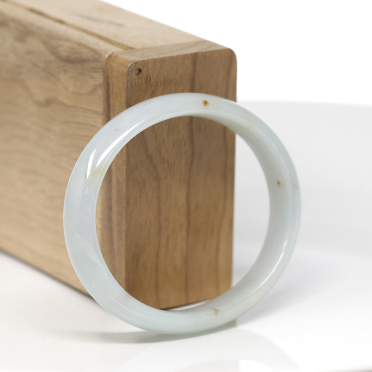 Baikalla Natural Light Green &amp; Sajin (Golden Dust) Jadeite Jade "Oval Half Round" Bangle (55.4mm) 