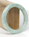 Baikalla Natural Apple-Green Jadeite Jade "Half Round" Bangle Bracelet (57.9mm) 