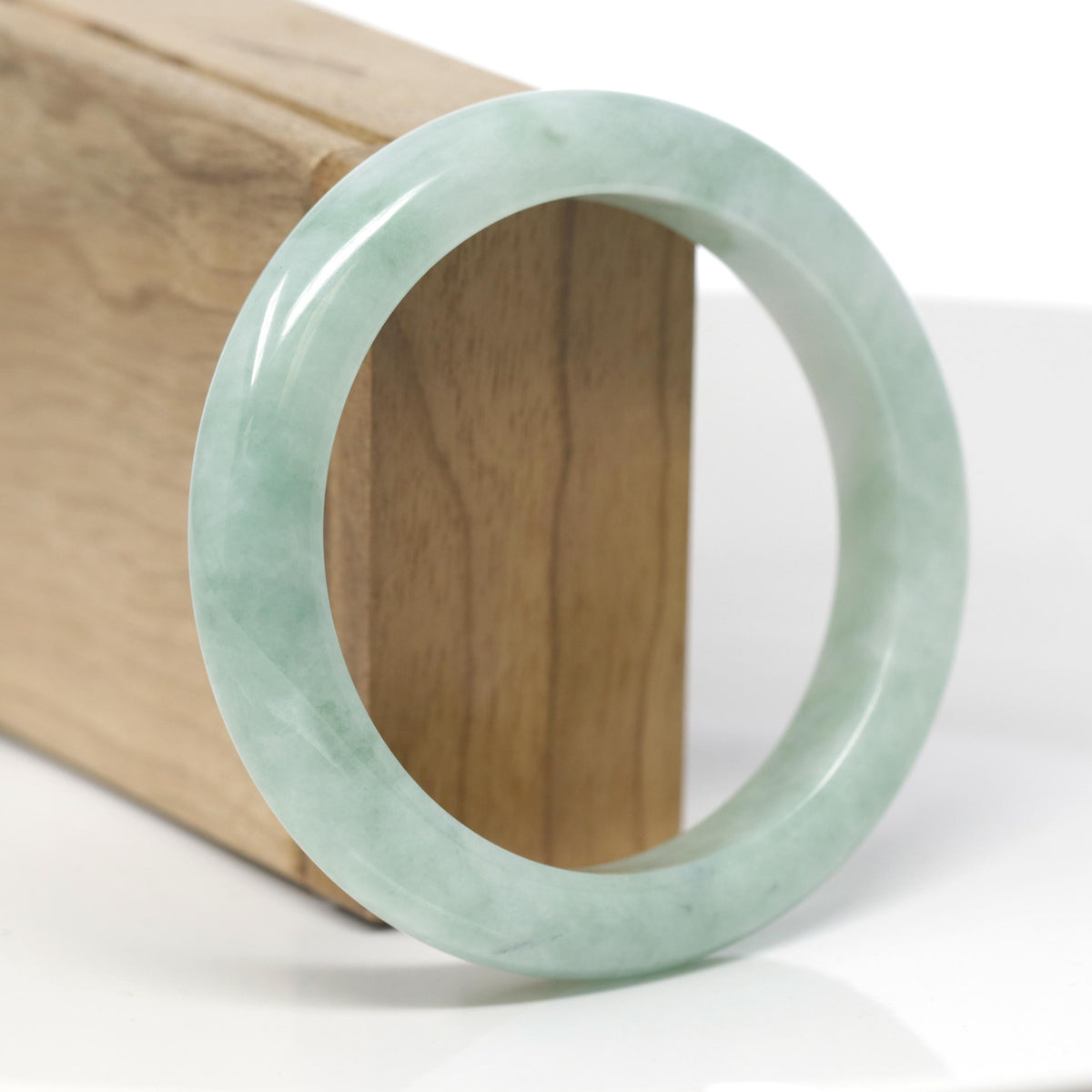 Baikalla Natural Apple-Green Jadeite Jade "Half Round" Bangle Bracelet (57.9mm) 