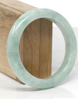 Baikalla Natural Apple-Green Jadeite Jade "Half Round" Bangle Bracelet (57.9mm) 