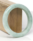 Baikalla Natural Apple-Green Jadeite Jade "Half Round" Bangle Bracelet (57.9mm) 