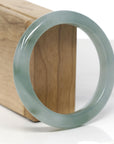 Baikalla Natural Icy Oil-Green Jadeite Jade "Half Round" Bangle Bracelet (58.6mm) 