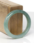 Baikalla Natural Icy Oil-Green Jadeite Jade "Oval Half Round" Bangle Bracelet (53.8mm) 