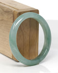Baikalla Natural Icy Oil-Green Jadeite Jade "Oval Half Round" Bangle Bracelet (53.8mm) 