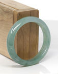 Baikalla Natural Icy Oil-Green Jadeite Jade "Oval Half Round" Bangle Bracelet (53.8mm) 
