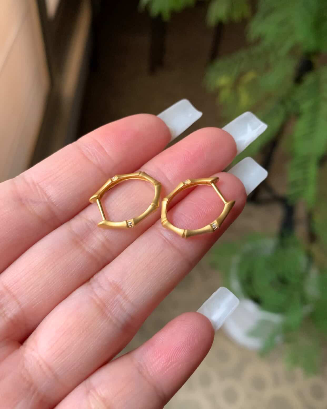 18K Yellow Gold Custom Bamboo Earrings